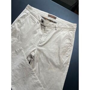 Herno Milano Slim Chinos Mens US 34W x 33 Beige Cotton Tencel Trousers